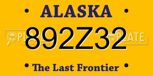 892Z32 Alaska License Plate