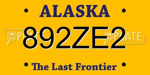 892ZE2 Alaska License Plate