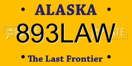 893LAW Alaska License Plate