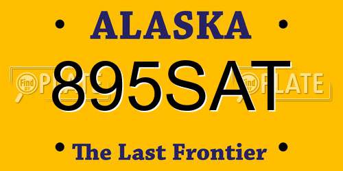 895SAT Alaska License Plate