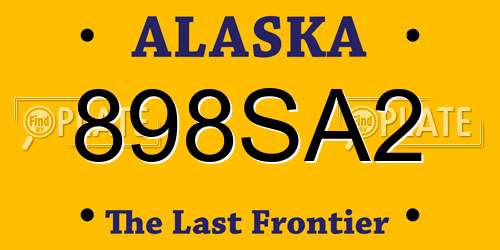 898SA2 Alaska License Plate