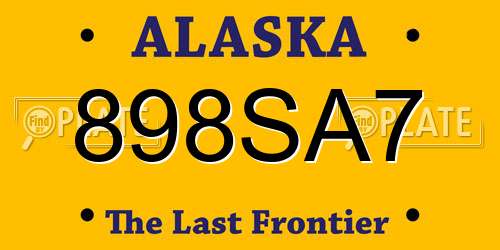 898SA7 Alaska License Plate