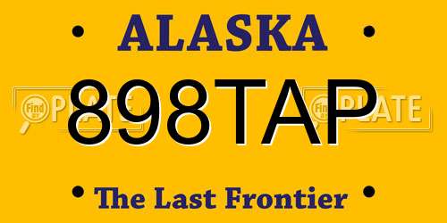 898TAP Alaska License Plate