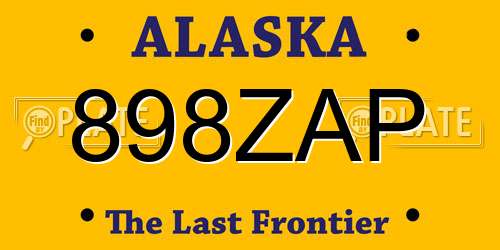 898ZAP Alaska License Plate