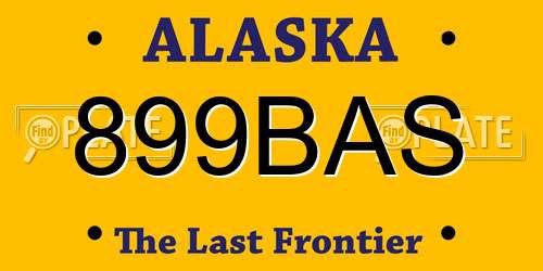 899BAS Alaska License Plate