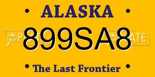 899SA8 Alaska License Plate