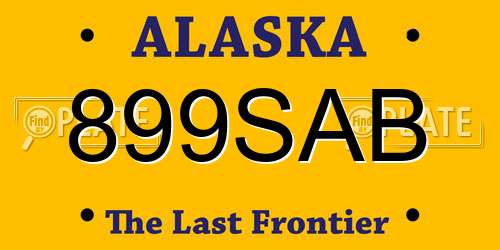 899SAB Alaska License Plate