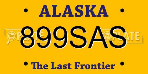 899SAS Alaska License Plate