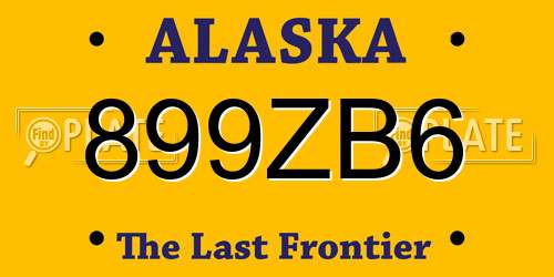 899ZB6 Alaska License Plate