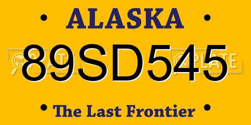 89SD545 Alaska License Plate