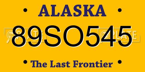 89SO545 Alaska License Plate