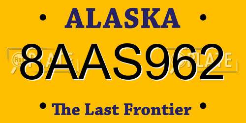 8AAS962 Alaska License Plate