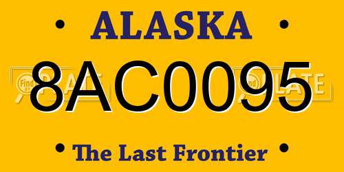 8AC0095 Alaska License Plate