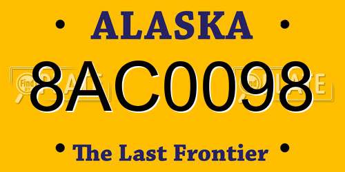8AC0098 Alaska License Plate