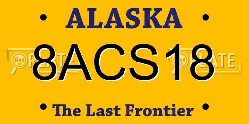 8ACS18 Alaska License Plate