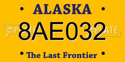 8AE032 Alaska License Plate