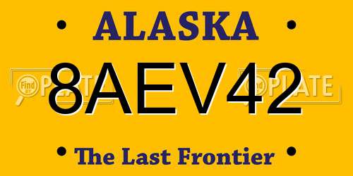 8AEV42 Alaska License Plate