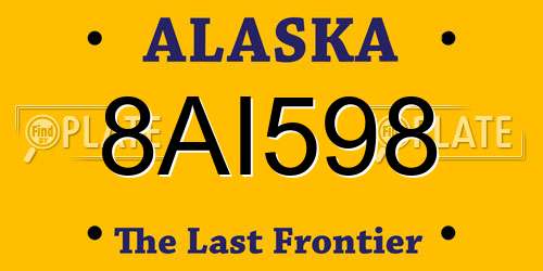 8AI598 Alaska License Plate