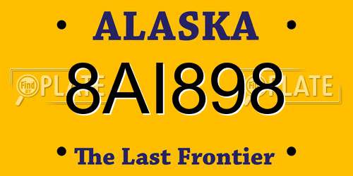 8AI898 Alaska License Plate