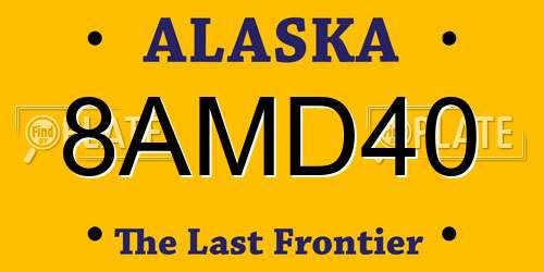 8AMD40 Alaska License Plate