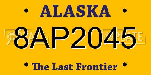 8AP2045 Alaska License Plate