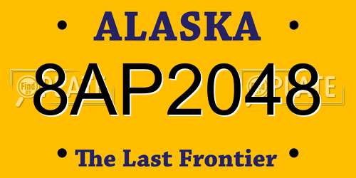 8AP2048 Alaska License Plate