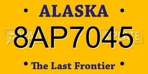 8AP7045 Alaska License Plate