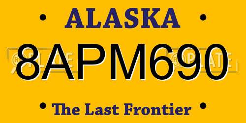 8APM690 Alaska License Plate