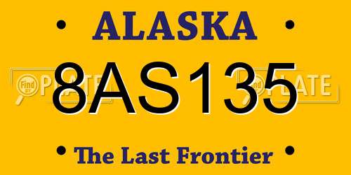 8AS135 Alaska License Plate