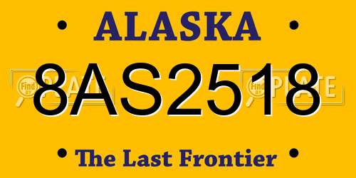 8AS2518 Alaska License Plate