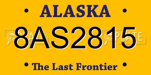 8AS2815 Alaska License Plate