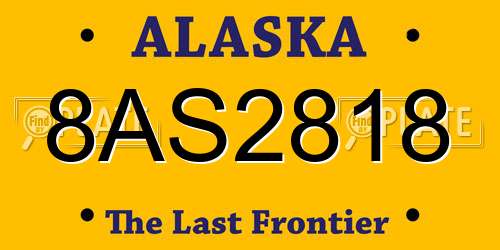 8AS2818 Alaska License Plate