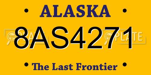 8AS4271 Alaska License Plate
