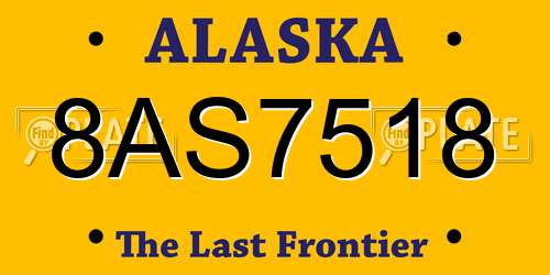 8AS7518 Alaska License Plate