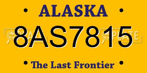 8AS7815 Alaska License Plate
