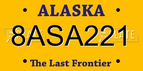 8ASA221 Alaska License Plate