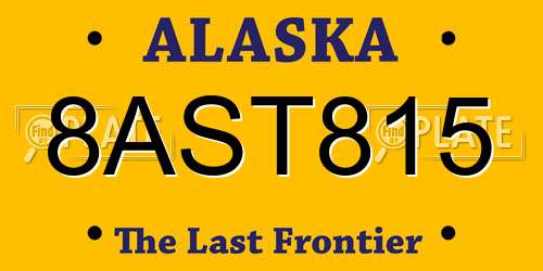8AST815 Alaska License Plate