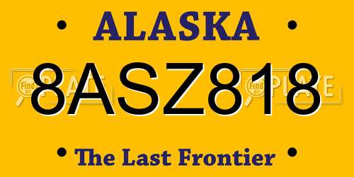 8ASZ818 Alaska License Plate