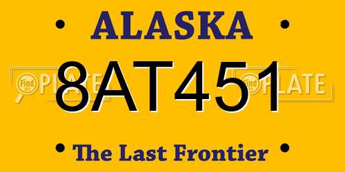 8AT451 Alaska License Plate