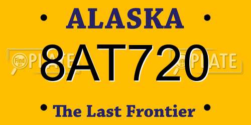 8AT720 Alaska License Plate