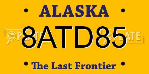 8ATD85 Alaska License Plate