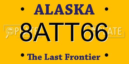 8ATT66 Alaska License Plate