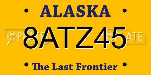 8ATZ45 Alaska License Plate