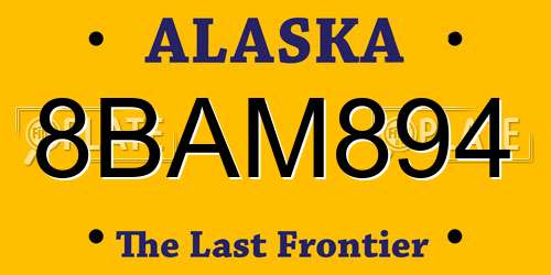 8BAM894 Alaska License Plate
