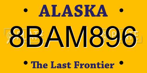 8BAM896 Alaska License Plate