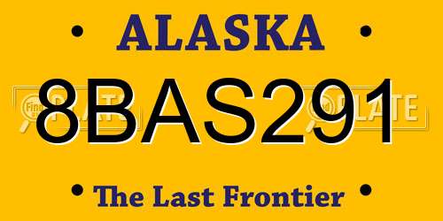 8BAS291 Alaska License Plate