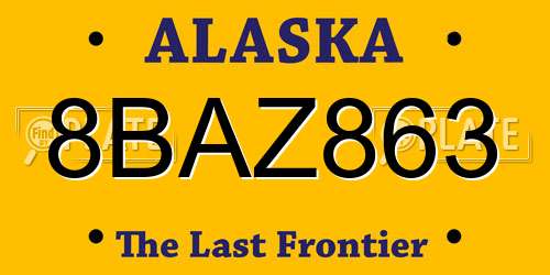 8BAZ863 Alaska License Plate