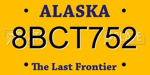 8BCT752 Alaska License Plate