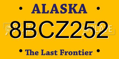 8BCZ252 Alaska License Plate