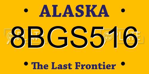 8BGS516 Alaska License Plate